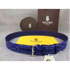 Goyard Chevron Goyardine Leather Belt Blue