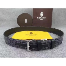 Goyard Chevron Goyardine Leather Belt Grey