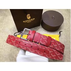 Goyard Chevron Goyardine Leather Belt Red