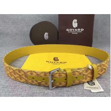 Goyard Chevron Goyardine Leather Belt Yellow