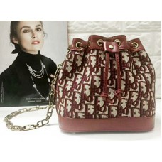 Dior Diorissimo Drawstring Bucket Bag Burgundy