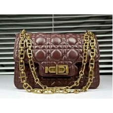 Dior Miss Dior Bag In Black Lambskin Burgundy