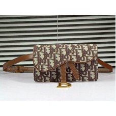 Dior Oblique Saddle Clutch Brown d56161