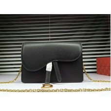 Dior Saddle Calfskin Leather Clutch Black d6620