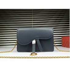 Dior Saddle Calfskin Leather Clutch Dark Blue d66201