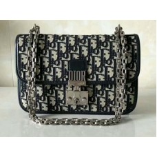 Dior Dioraddict Flap Canvas Silver Hardware Black d1006942