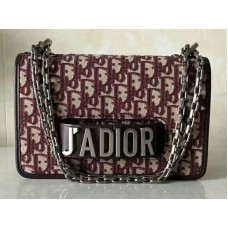 Dior J'Adior Flap Canvas Silver Hardware Burgundy d10050304