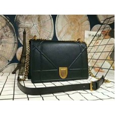 Dior Diorama Calfskin Aged Gold Hardware Bag Black d1771