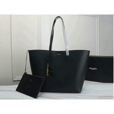 Saint Laurent Large Leather Ysl Shopper Tote Black