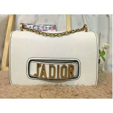 Dior J'Adior Aged Gold Hardware Calfskin Bag White