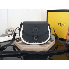 Fendi Saddlebag Leather Shoulder Bag Black