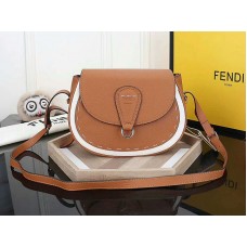 Fendi Saddlebag Leather Shoulder Bag Brown