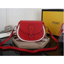 Fendi Saddlebag Leather Shoulder Bag Red