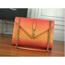 Saint Laurent Ysl Monogram Satchel In Orange Matelasse Leather