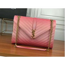 Saint Laurent Ysl Monogram Satchel In Pink Matelasse Leather