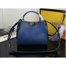 Fendi Peekaboo Essential Calfskin Leather Bag Blue