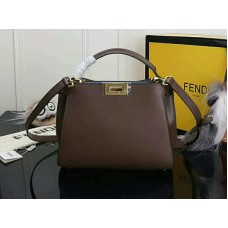 Fendi Peekaboo Essential Calfskin Leather Bag Dark Brown