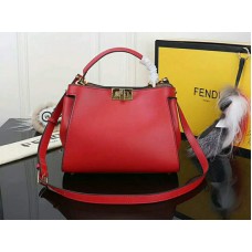 Fendi Peekaboo Essential Calfskin Leather Bag Red