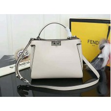 Fendi Peekaboo Essential Calfskin Leather Bag White