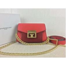 Givenchy Small gv3 Bag In Grained Leather And Suede Red