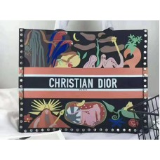 Dior Earth Hand Painted Suede Calfskin Book Tote Black