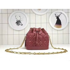 Dior Mini Miss Dior Lambskin Bucket Bag Burgundy