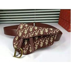 Dior Oblique Saddle Belt Bag Burgundy