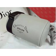 Dior Roller Pouch In Denim Grained Calfskin Grey