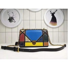 Dior Diorama Calfskin Bag In Patchwork Multicolor Blue