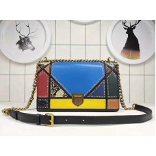 Dior Small Diorama Calfskin Bag In Patchwork Multicolor Blue