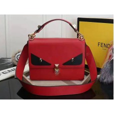 Fendi Kan I Black Leather Bag Red f5533