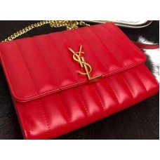 Saint Laurent Vicky Medium In Matelass? Lambskin Red