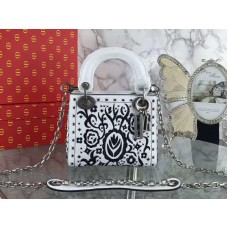 Dior Mini Lady Dior Embroidered Bag White