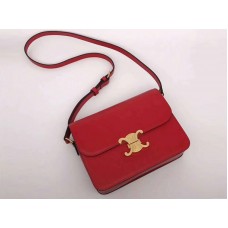 Celine Medium Triomphe Bag In Shiny Calfskin Red