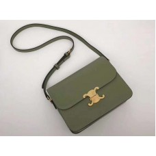 Celine Medium Triomphe Bag In Shiny Calfskin Green