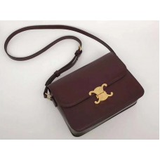 Celine Medium Triomphe Bag In Shiny Calfskin Burgundy