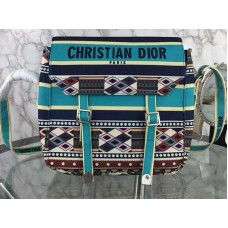 Dior Diorcamp Messenger Bag In Embroidered Canvas Green