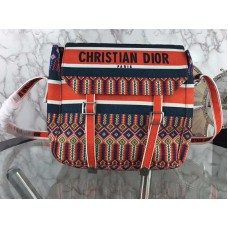 Dior Diorcamp Messenger Bag In Embroidered Canvas Orange