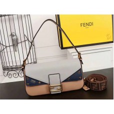 Fendi Baguette Ff Crossbody Bag Blue Grey