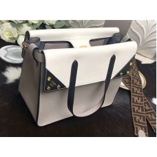 Fendi Meduim Flip Regular Leather Tote White