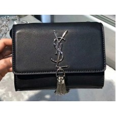 Saint Laurent Kate Chain Wallet Calfskin Leather Black