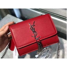 Saint Laurent Kate Chain Wallet Calfskin Leather Red