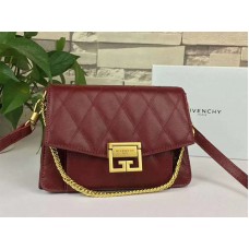 Givenchy gv3 Calfskin Quilted Leather Flap Bag Burgundy