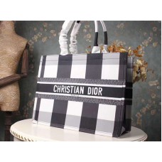 Dior Black White Plaid Tote Bag