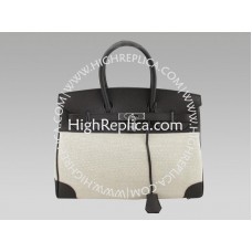 Hermes Birkin 35 Cm Toile And Togo Leather Black