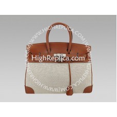 Hermes Birkin 35 Cm Toile And Togo Leather Brown