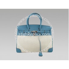 Hermes Blue Jean Togo And Toile Birkin 35