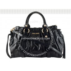 Miu Miu Cowhide Leather Tote Black