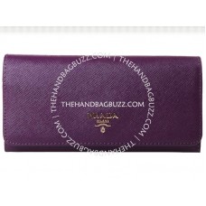 Prada Saffiano Leather Wallet Purple