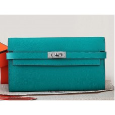 Hermes Epsom Original Calfskin Kelly Long Wallet Turquoise